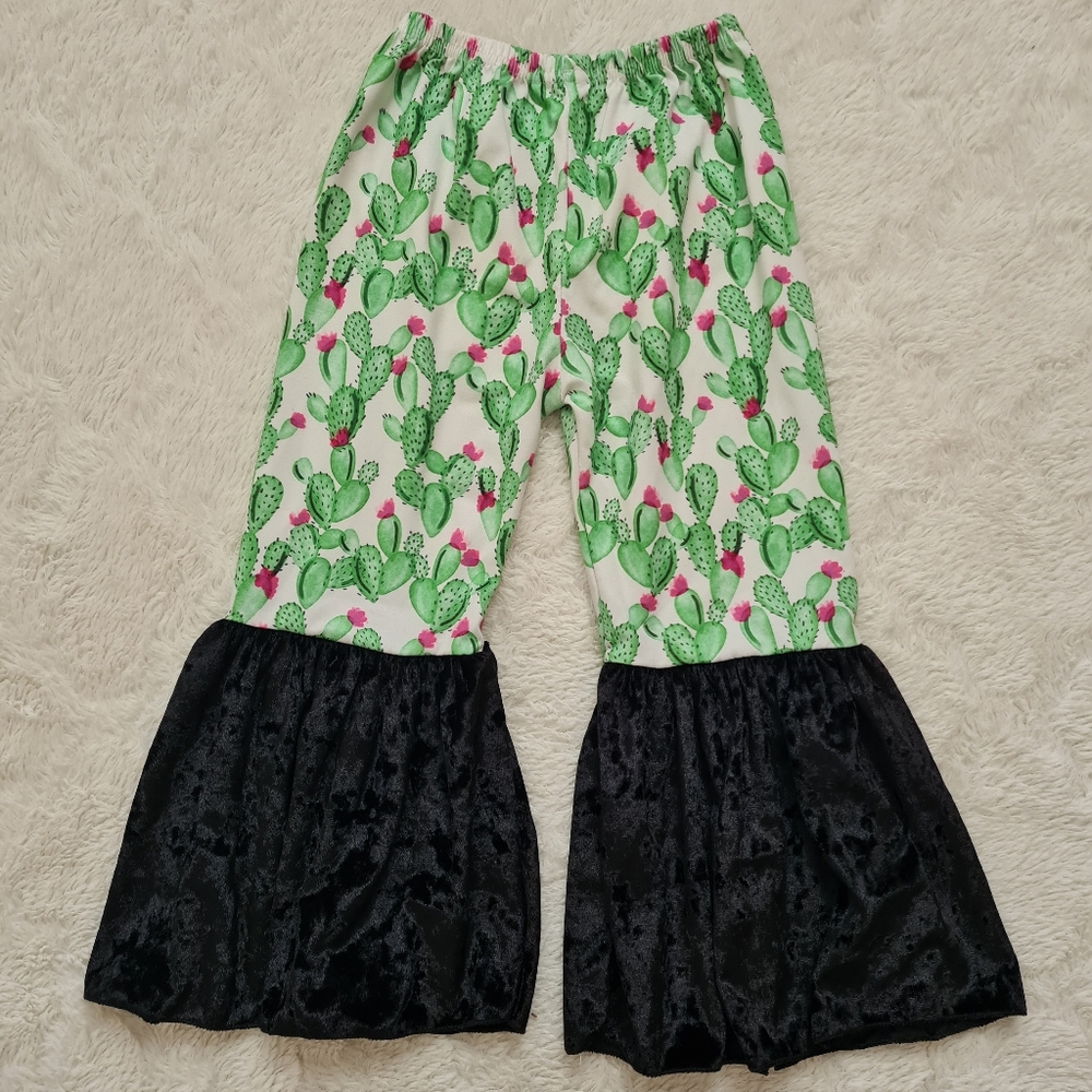 Little girls cactus/velvet bell bottoms